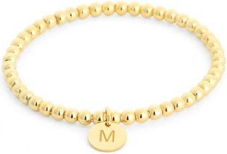 Meshmerise Initial Charm Ball Stretch Bracelet in Yellow-M at Nordstrom Rack