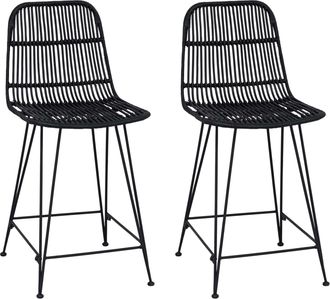 vidaXL Taburete De Bar 2 Uds. Negro 44 X 54 X 96 Cm Rat&aacute;n Y Acero Vidaxl