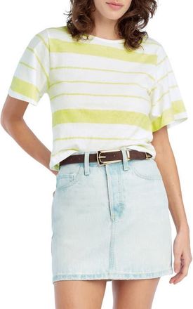 Favorite Daughter The Joanne Stripe Cotton & Linen T-Shirt in Green Tea Stripe at Nordstrom, Size X-Small