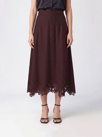 Zimmermann High-Waisted Full Midi Skirt with Lace Inserts