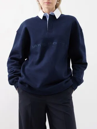 Saks Potts Rafael Organic Cotton-jersey Polo Sweatshirt - Womens - Navy - XXS
