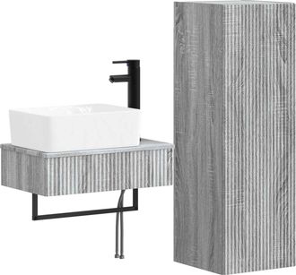 vidaXL Juego De Muebles De Ba&ntilde;o 2 Uds. Sonoma Gris 33 X 34,5 X 100 Cm Vidaxl