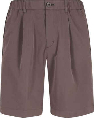 Herno Brown Bermuda Seer-Crease Seersucker Polyester Shorts