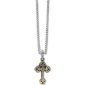 King Baby Studio Small Gold Tone Alloy Traditional Cross in Silver Frame Pendant at Nordstrom