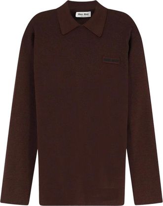 Miu Miu Tops, Dames, Bruin, S, Wol, Vilten Poloshirt