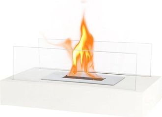 OEM Chimenea De Bioetanol, Rectangular De Sobremesa, 35 Cm, Combusti&oacute;n Limpia, Sin Humo, Cristal Resistente A Altas Temperaturas, Para Uso Interior/exteri