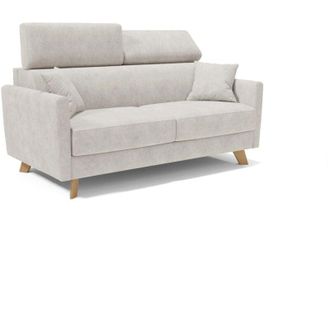 Divani.Store Francy Divano letto matrimoniale con poggiatesta regolabili in tessuto impermeabile e smacchiabile T17 200 cm (mat. 160x197) bianco