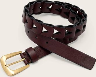 AllSaints Leather Sage Cut Out Leather Belt, Size: XS