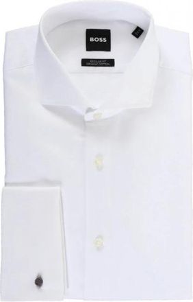 HUGO BOSS Hank Single Cuff Shirt - Heren - Zakelijke Overhemden - Wit - XL - Katoen - Overhemden