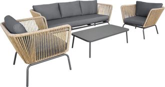 Sweeek Conjunto de muebles bajos de jard&iacute;n, resina tejida efecto rat&aacute;n