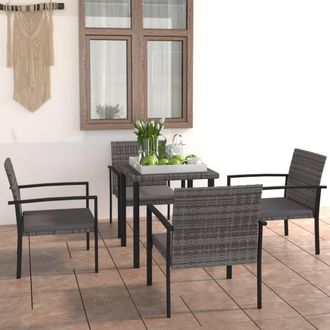 vidaXL Juego De Comedor Para Jard&iacute;n 5 Piezas Rat&aacute;n Sint&eacute;tico Gris Vidaxl
