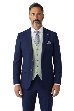 PAUL ANDREW Belmont Navy 3 Piece Suit with Sage Textured Waistcoat for Proms and Races