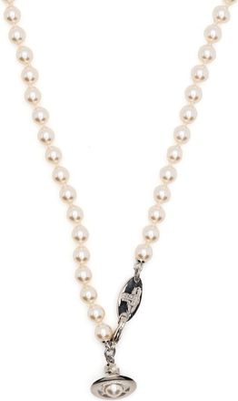 Vivienne Westwood faux-pearl necklace - unisex - Brass/Enamel - One Size - Neutrals