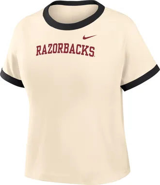 Nike Womens College (Arkansas Ringer T-Shirt in Brown | IV9282-120