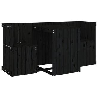 Berkfield Home Balcony Set 2 Seater Black Solid Wood Pine