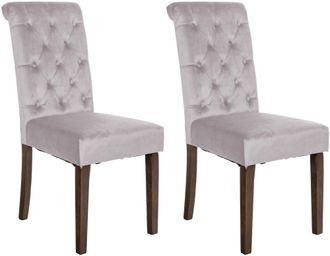Clp Clp - Set De 2 Sillas De Comedor Lisburn En Tela O Terciopelo Gris Terciopelo