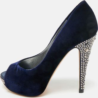Gina Blue Velvet Jenna Platform Pumps