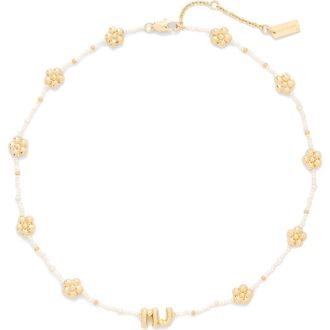 Marc Jacobs MJ Balloon Bead & Freshwater Pearl Necklace in Gold/Cream at Nordstrom