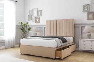 Comfort Beds Tokyo Plush Divan Base 2 Drawers - 54 Headboard in Stone | Size: Small Single