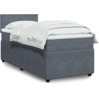 vidaXL Cama Box Spring Con Colch&oacute;n Terciopelo Gris Oscuro 90x200 Cm Vidaxl
