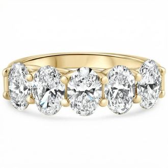 Pompeii3 3Ct Oval Shape Diamond Five Stone Wedding Ring 14k Gold Lab Grown