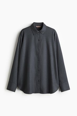 H&M Hemdbluse aus Lyocell - Dunkelgraumeliert
