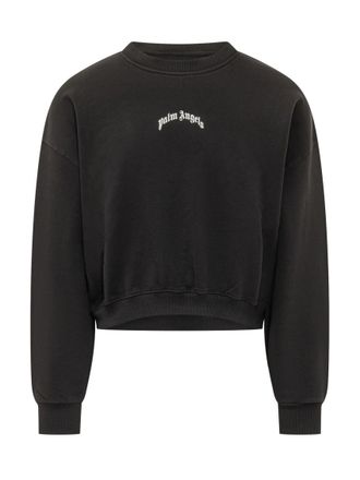 Palm Angels Black Logo Crew Neck Sweatshirt