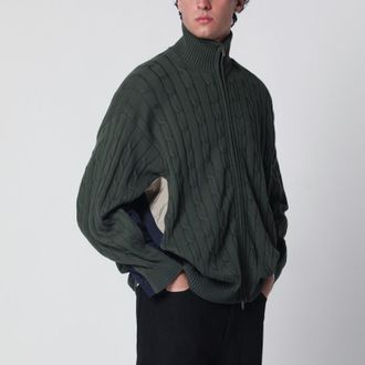 Balenciaga Khaki cotton and technical jersey hybrid jacket