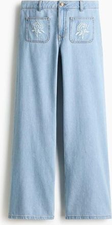 H&M Wide Regular Waist Jeans in Light Denim Blue at Nordstrom, Size 10