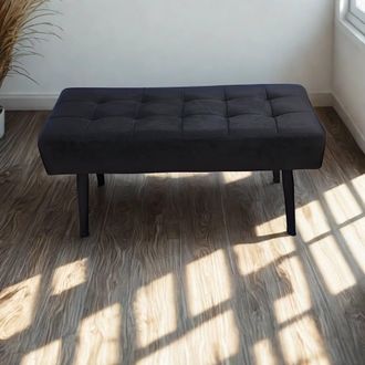 Kosy Koala Black Velvet Padded Dining Bench Dining Room Furniture