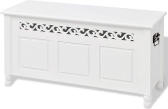 vidaXL Banco De Almacenamiento Estilo Barroco Mdf Blanco Vidaxl