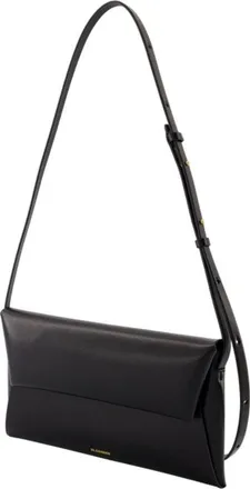 Jil Sander Folded Calfskin Shoulder Bag - Black
