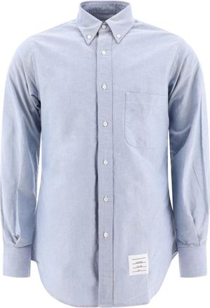 Thom Browne Blauw Button-Down Shirt voor Mannen - Heren - Casual Overhemden - Blauw - M - Katoen - Overhemden