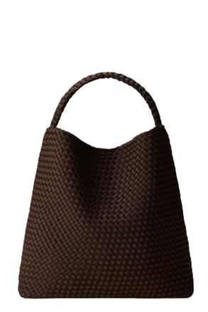 Naghedi Chocolate Nomad Hobo Large Woven Neoprene Tote Bag