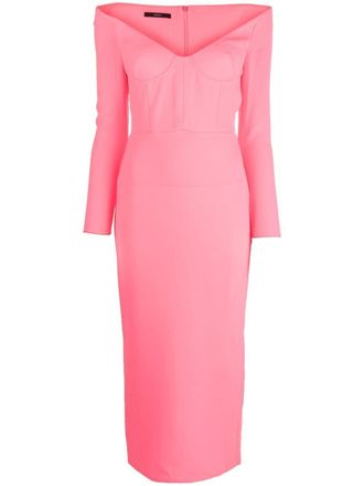 Alex Perry Abito midi Deryn con spalle scoperte - Rosa