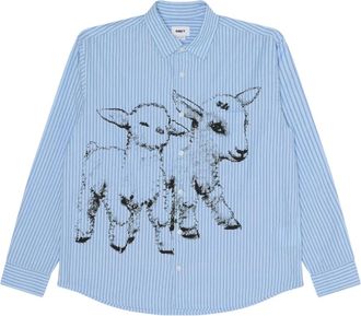 Obey Casual overhemd met knoopsluiting - Heren - Overhemden - Blauw - Maat: S Katoen