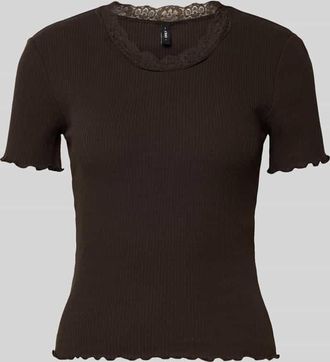 Only Slim Fit T-Shirt aus Baumwoll-Mix Modell VINI in Schoko, Gr&ouml;&szlig;e XS