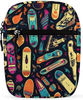 Generic Skateboard Pattern Crossbody Bag Adjustable Satchel Cute Shoulder Bag Lightweight Sling Bags
