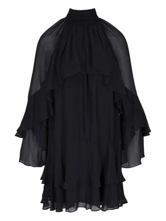 Veronica Beard Adlington ruffle-detail mini dress - women - Silk - 6 - Black