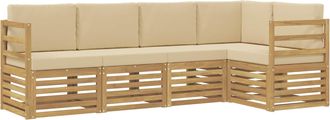vidaXL Conjunto De Sof&aacute;s De Exterior 5 Uds. Y Beige Poli&eacute;ster Vidaxl