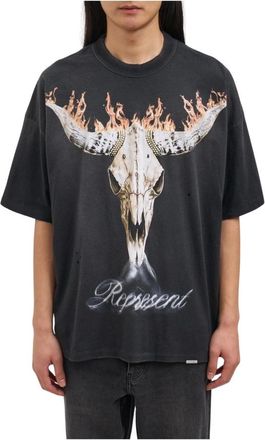 Represent Camiseta Gr&aacute;fica de Calavera y Llamas - Tops - Hombre - Negro - S