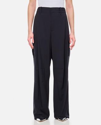 Bottega Veneta Navy Blue Fine Wool Cargo Trousers