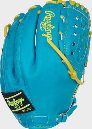 Rawlings Heart Of The Hide Colorsync 9.0 Infield Pitchers Glove In Baby Blue/yellow