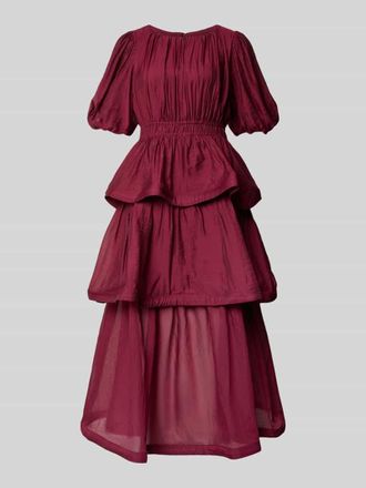 Vero Moda Midikleid aus Viskose-Mix in Falten-Optik Modell Illa in Bordeaux, Gr&ouml;&szlig;e 34