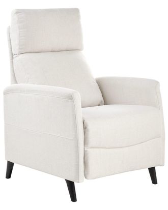 Beliani Sill&oacute;n reclinable con reposapi&eacute;s tela blanco crema