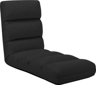 vidaXL Vidaxl - Tumbona De Suelo Plegable De Cuero Sint&eacute;tico Negro