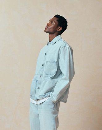 Asos Camicia in denim oversize lavaggio blu chiaro in coordinato
