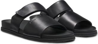 BOSS Leather slides with riptape strap