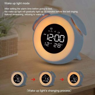 OEM Reloj Despertador, Luz Para Despertar, Simulaci&oacute;n De Amanecer/atardecer, L&aacute;mpara De Mesita De Noche, Luz Nocturna Colorida, Reloj Despertador Doble Co