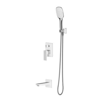 Omnires Omnires Parma - Grifo De Ba&ntilde;era Empotrado, Instalaci&oacute;n De 3 Orificios, Con Cuerpo, Con Accesorios, Cromo/blanco Syspmw01crb